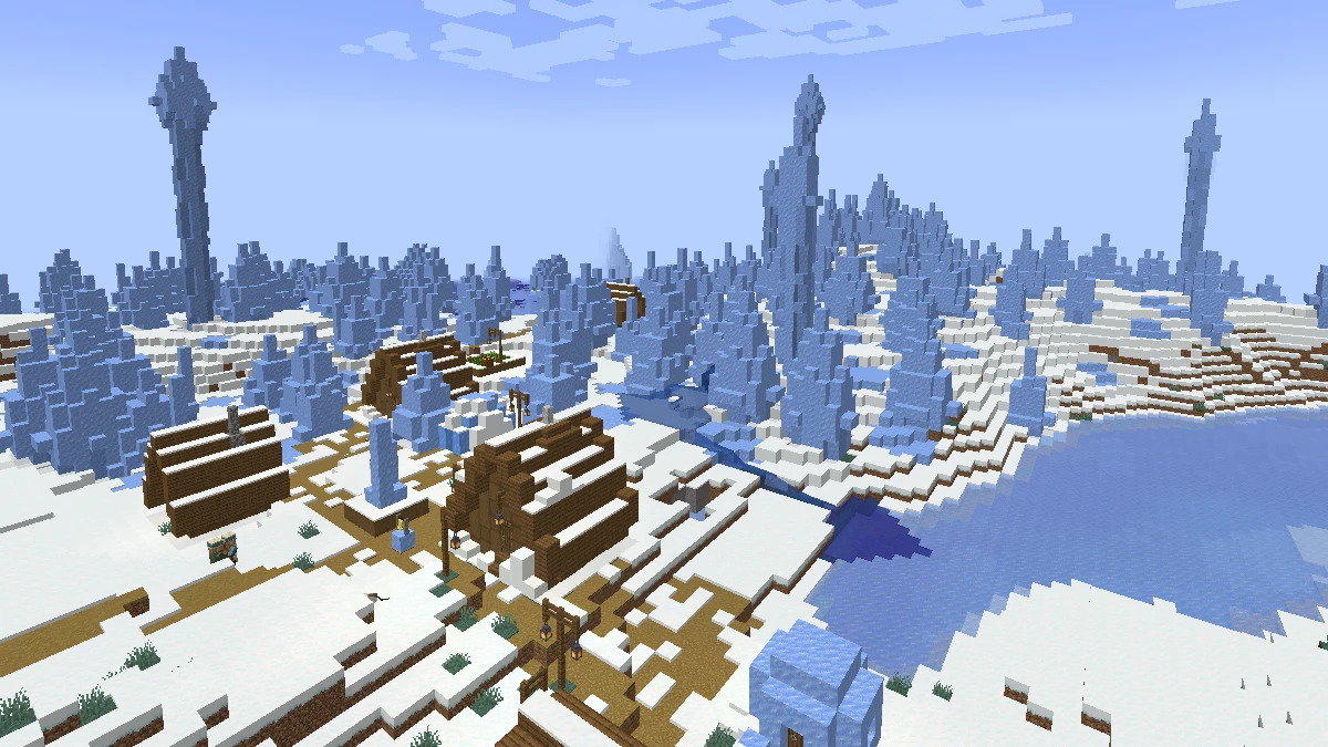 Ice Spikes With Snow Village