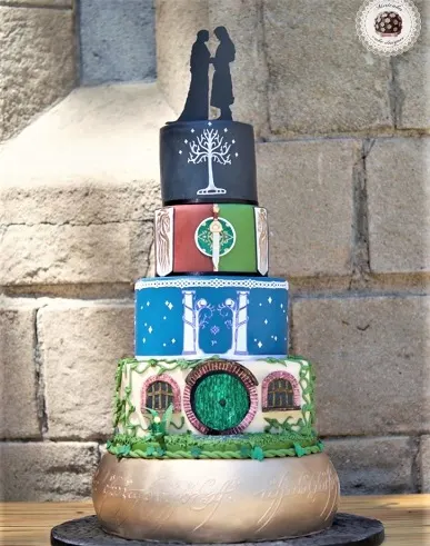 Aragorn wedding, Bag End and The One Ring cake
