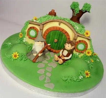 Cake of Bag End from the Shire with Gandalf and Bilbo