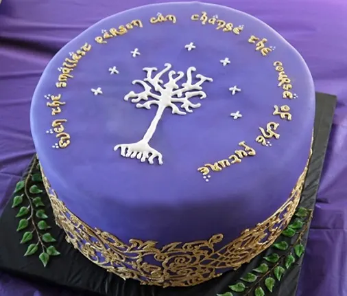 Purple Gondor cake with the white tree