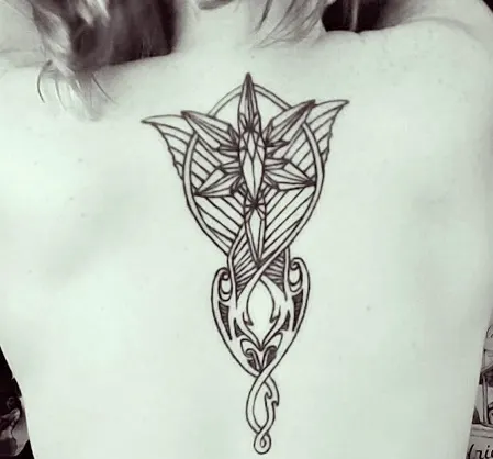 Arwen Even Star simple back tattoo for women