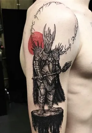 Badass Sauron arm tattoo on a man