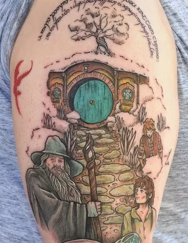 Bag End Shire and Gandalf tattoo