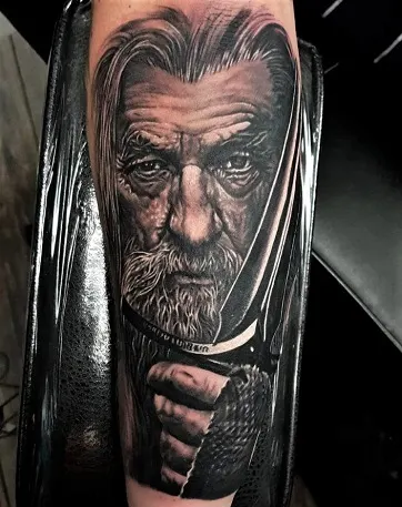 Gandalf and Glamdring tattoo design