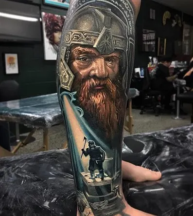 Gimli leg tattoo