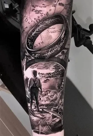 Ultimate Lord of the Rings tattoo design on the arm