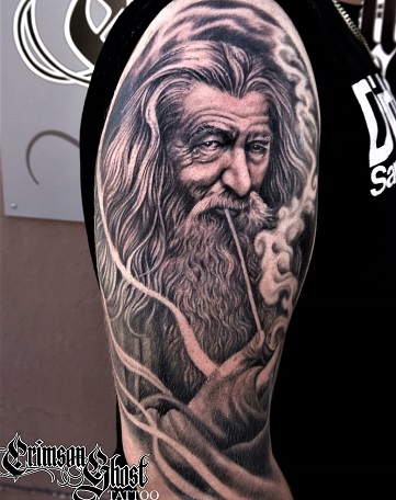 Realistic Gandalf tattoo