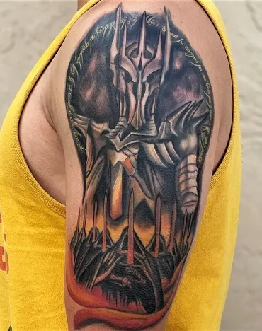 Sauron and 9 Ring Wraiths tattoos