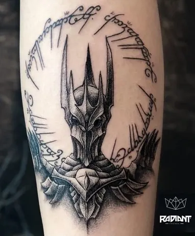 Sauron and One Ring to Rule Them all quote tattoo