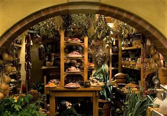 Bilbo's food pantry at Bag End in The Hobbit movie