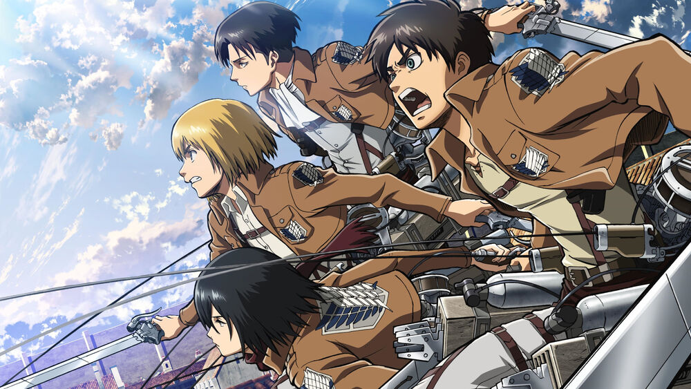 Eren, Armin, Mikasa, Levi Season 1