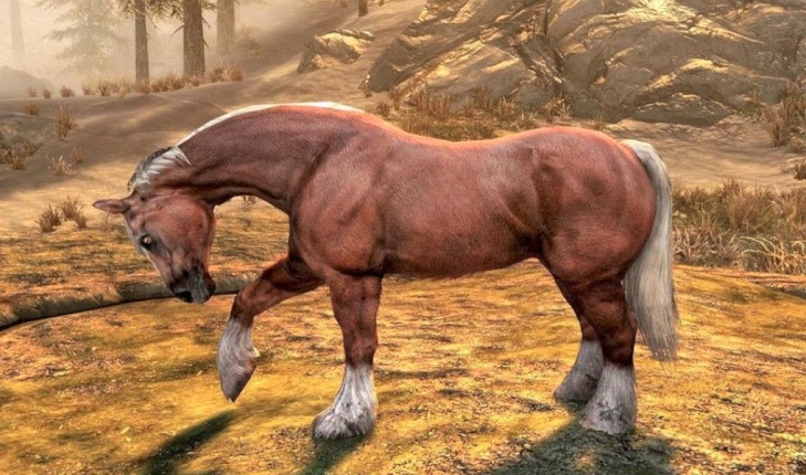 Wild palomino colored horse in Skyrim