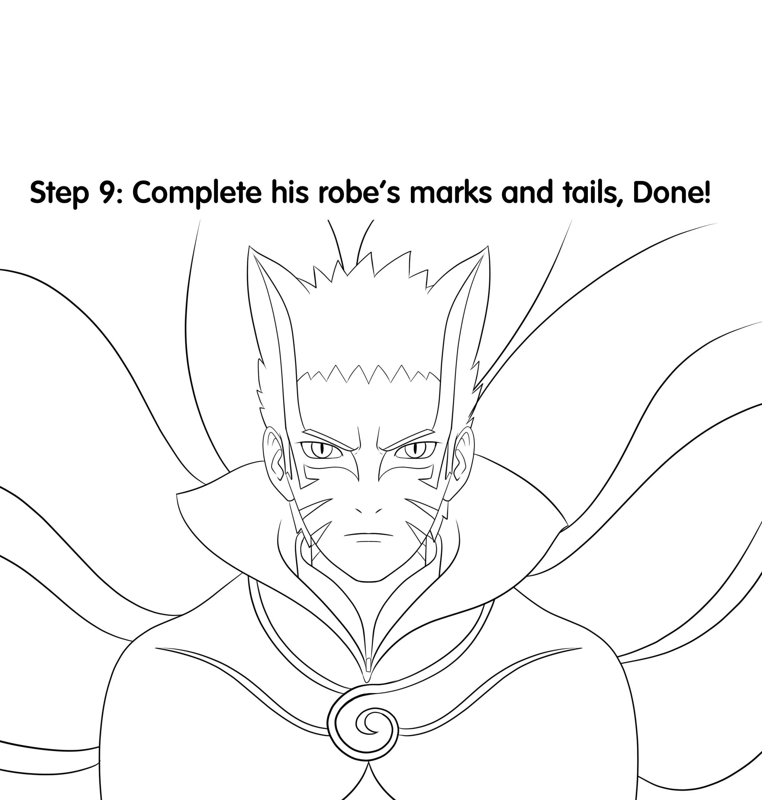 How to Draw Naruto in Baryon Mode Step 9