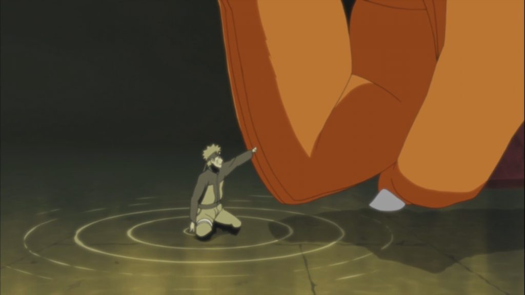 Naruto and Kurama doing a fist bump