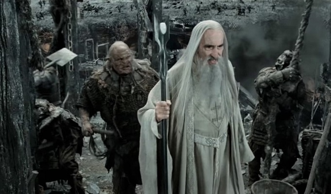 Saruman with orcs at Isengard