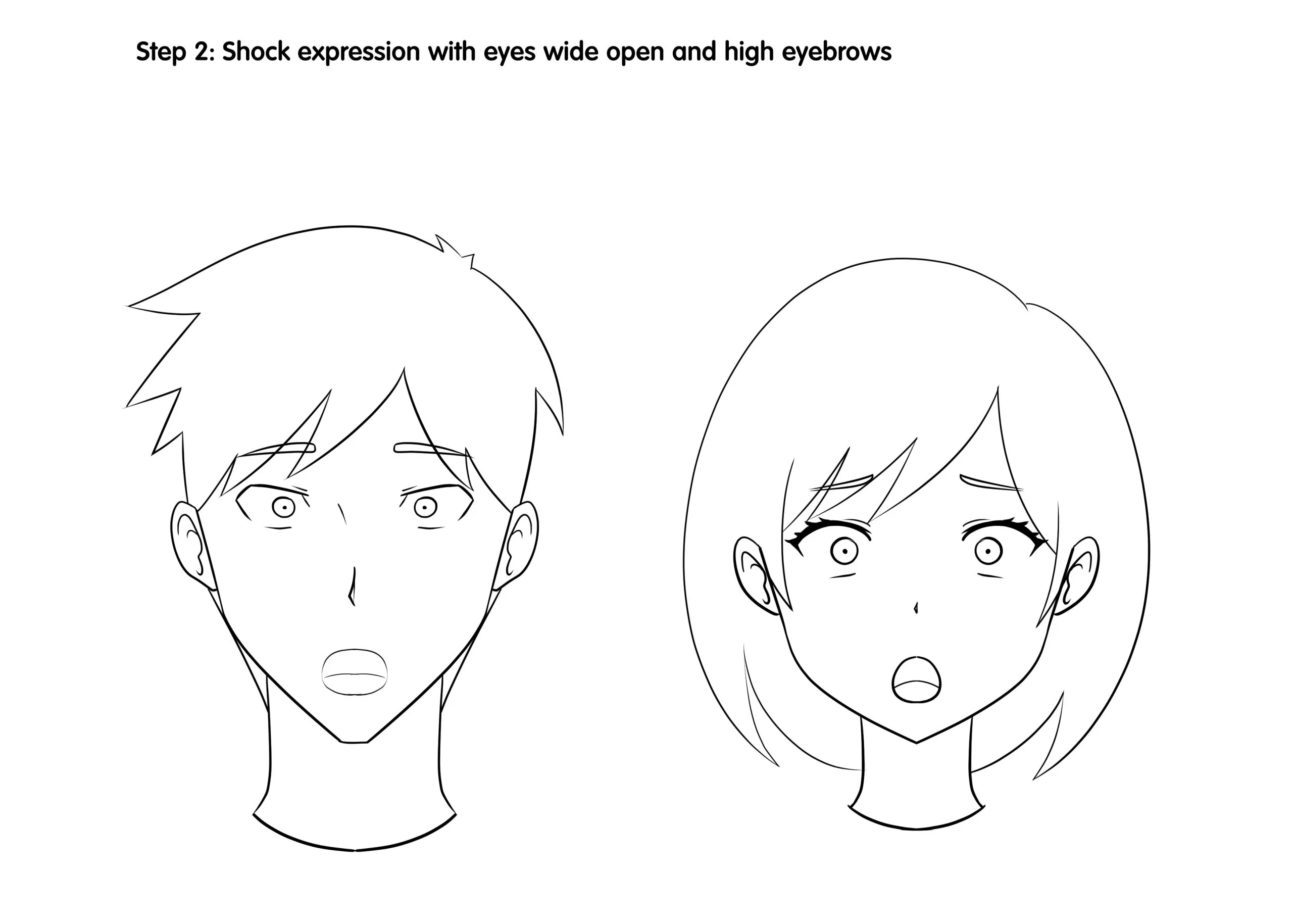 How to Draw Male and Female Anime Expressions Step 2