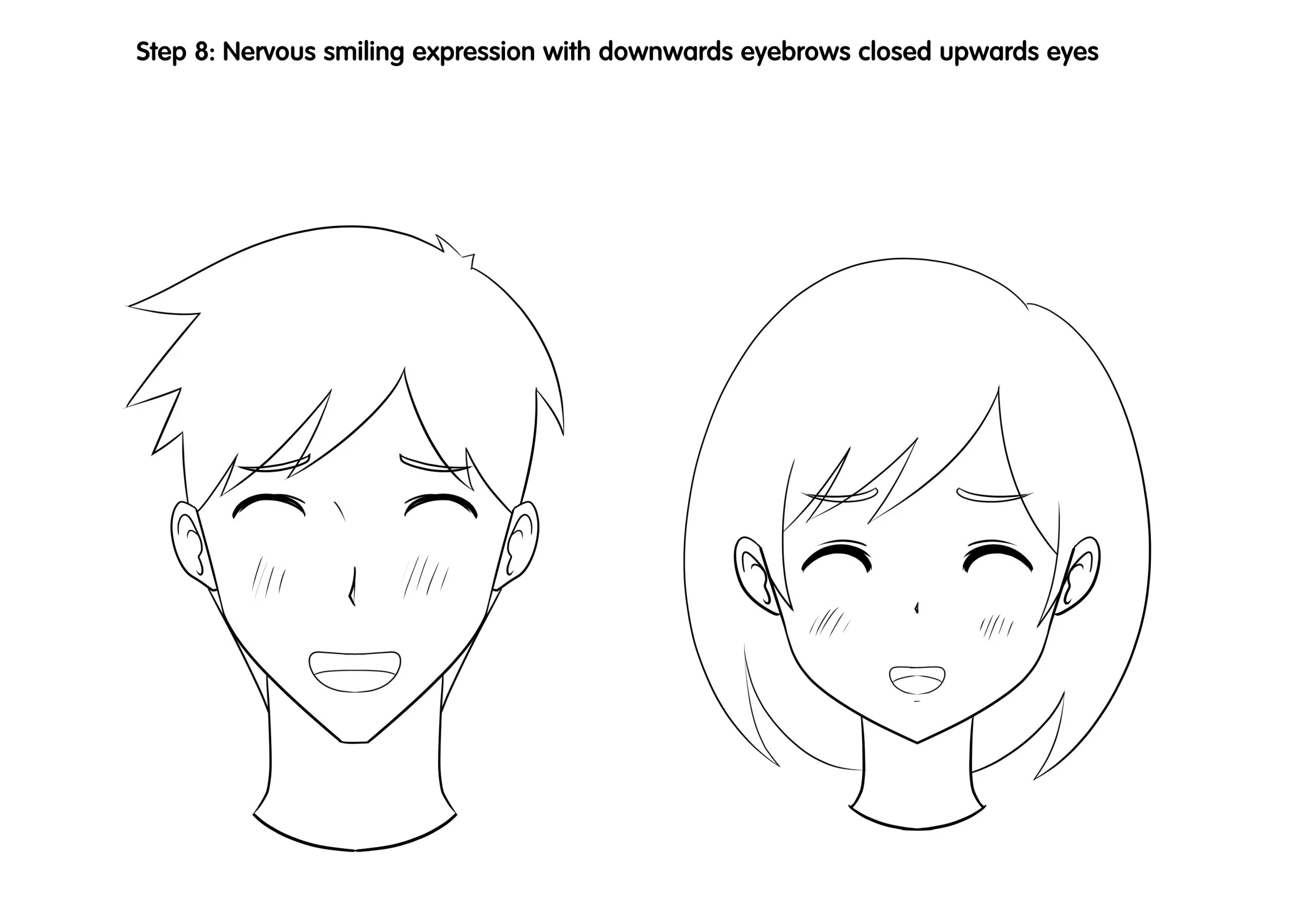 How to Draw Male and Female Anime Expressions Step 8