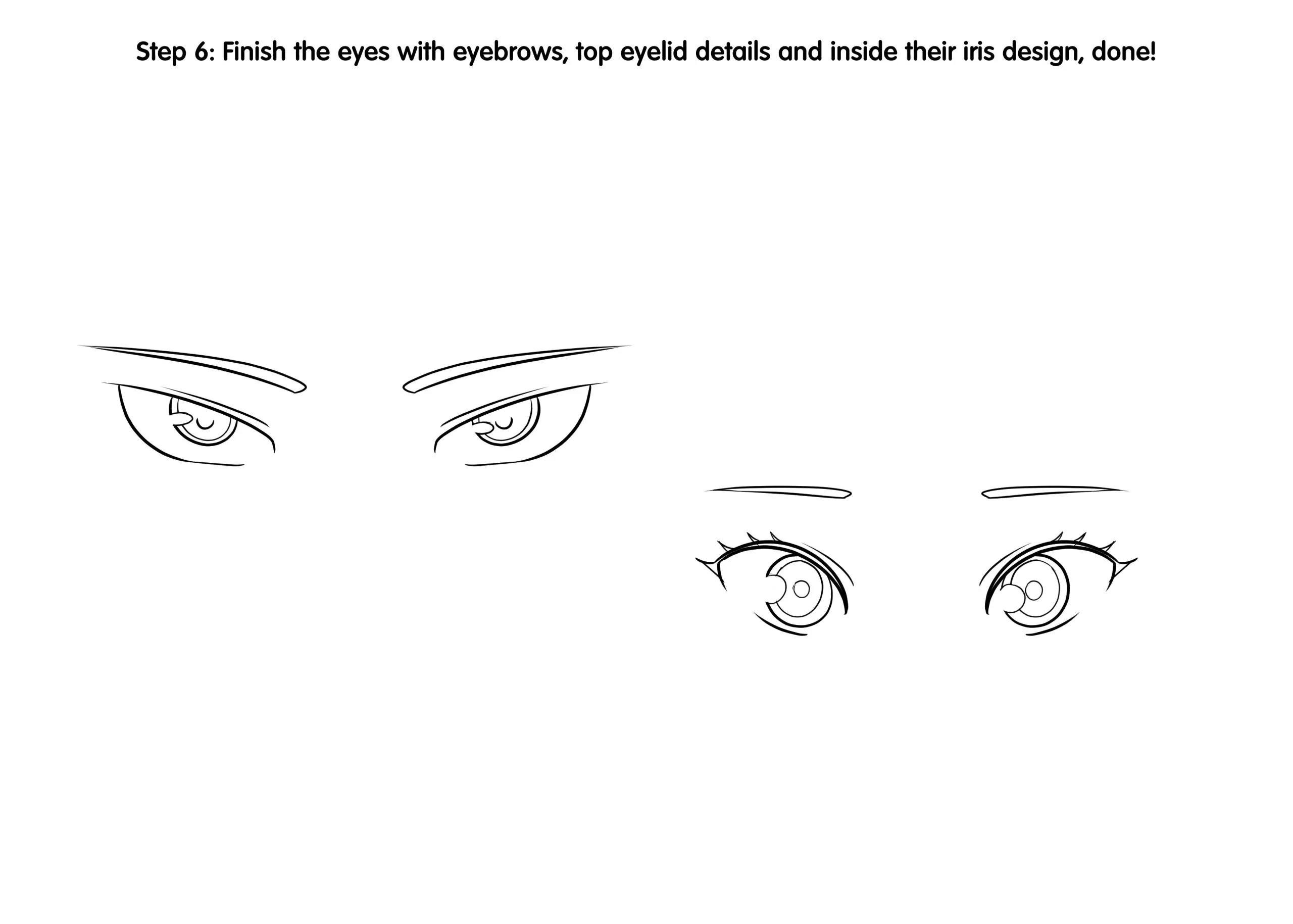 How to Draw Male and Female Anime Eyes Step 6