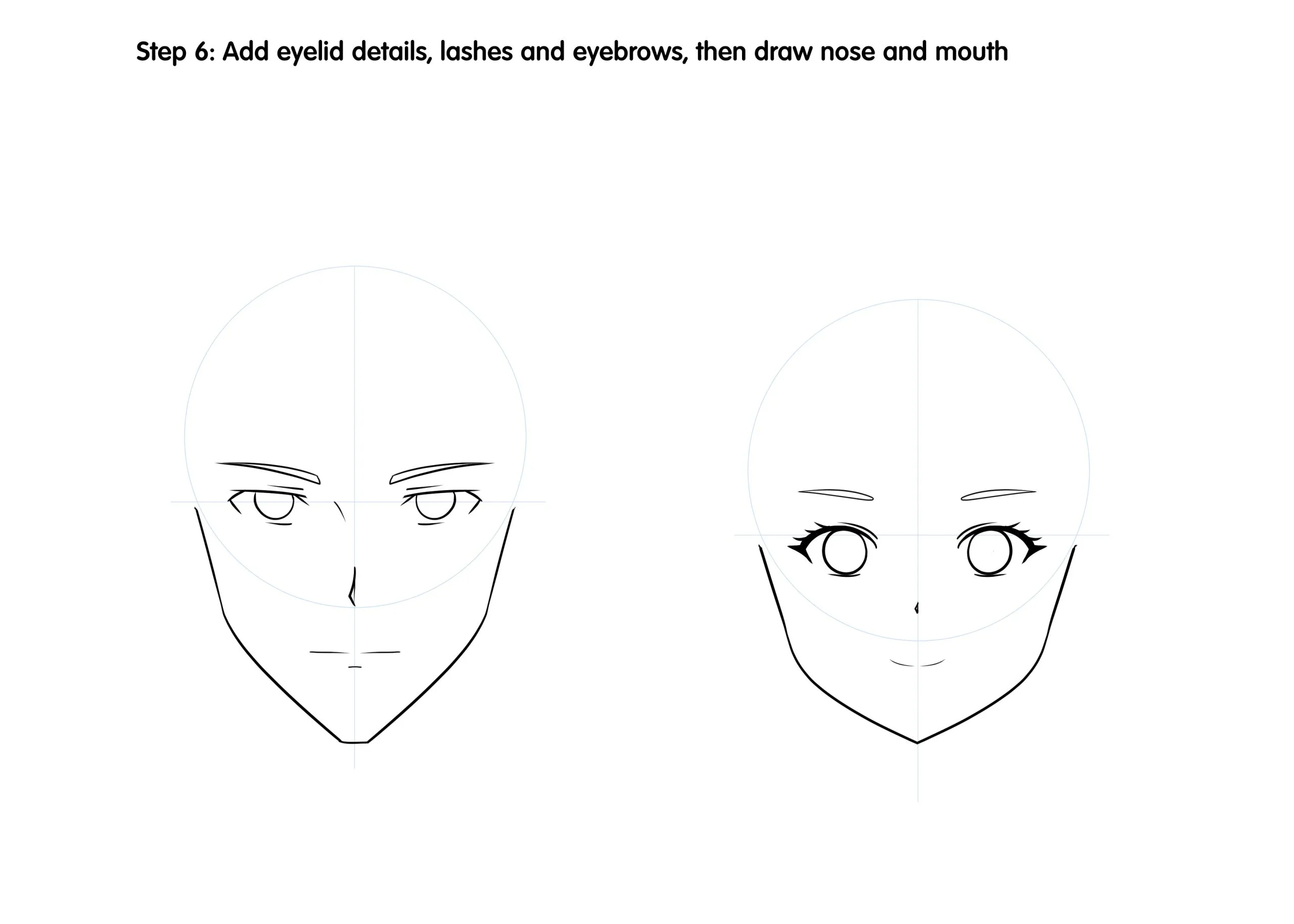 How to Draw Male and Female Anime Head Step 6