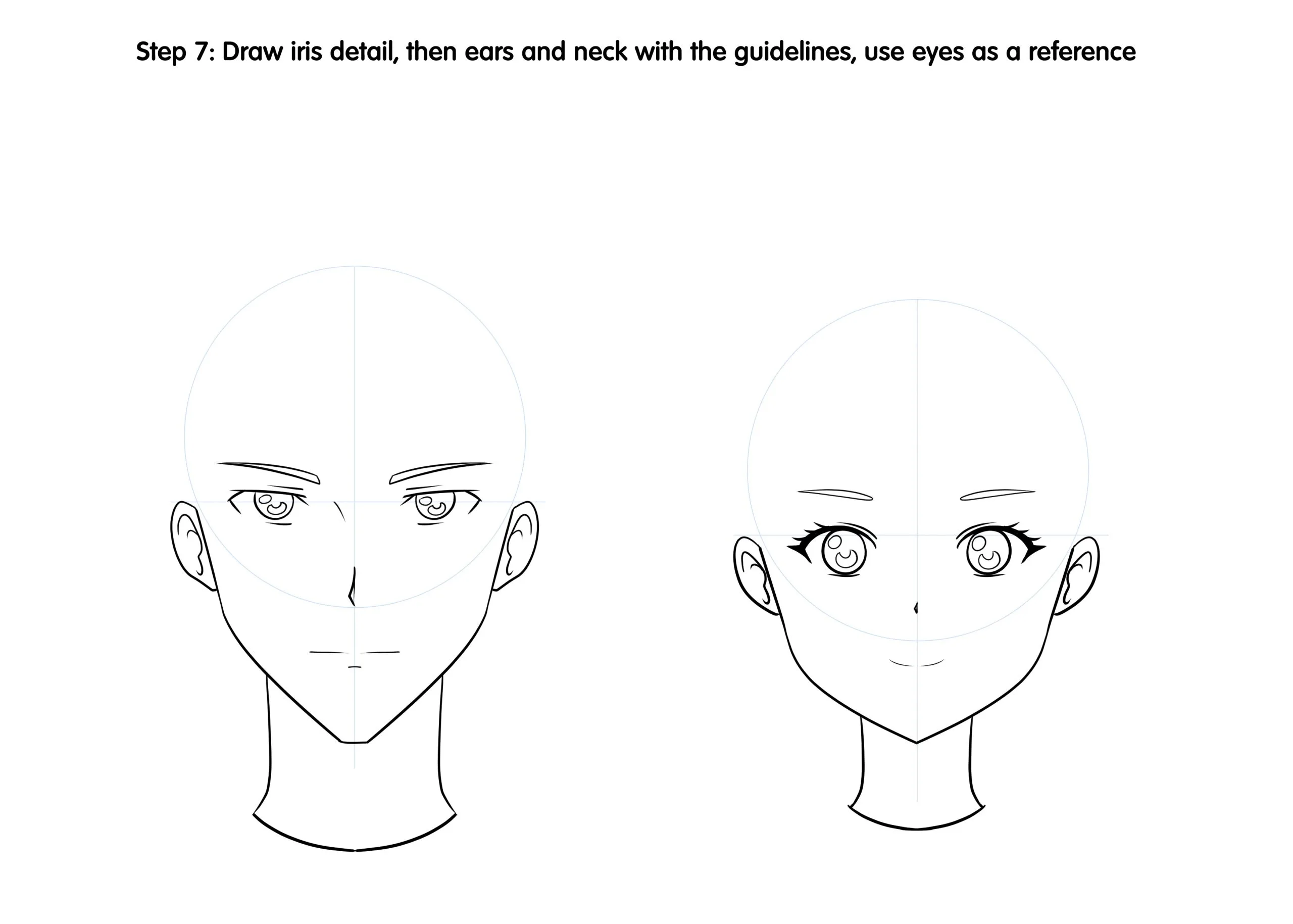 How to Draw Male and Female Anime Head Step 7