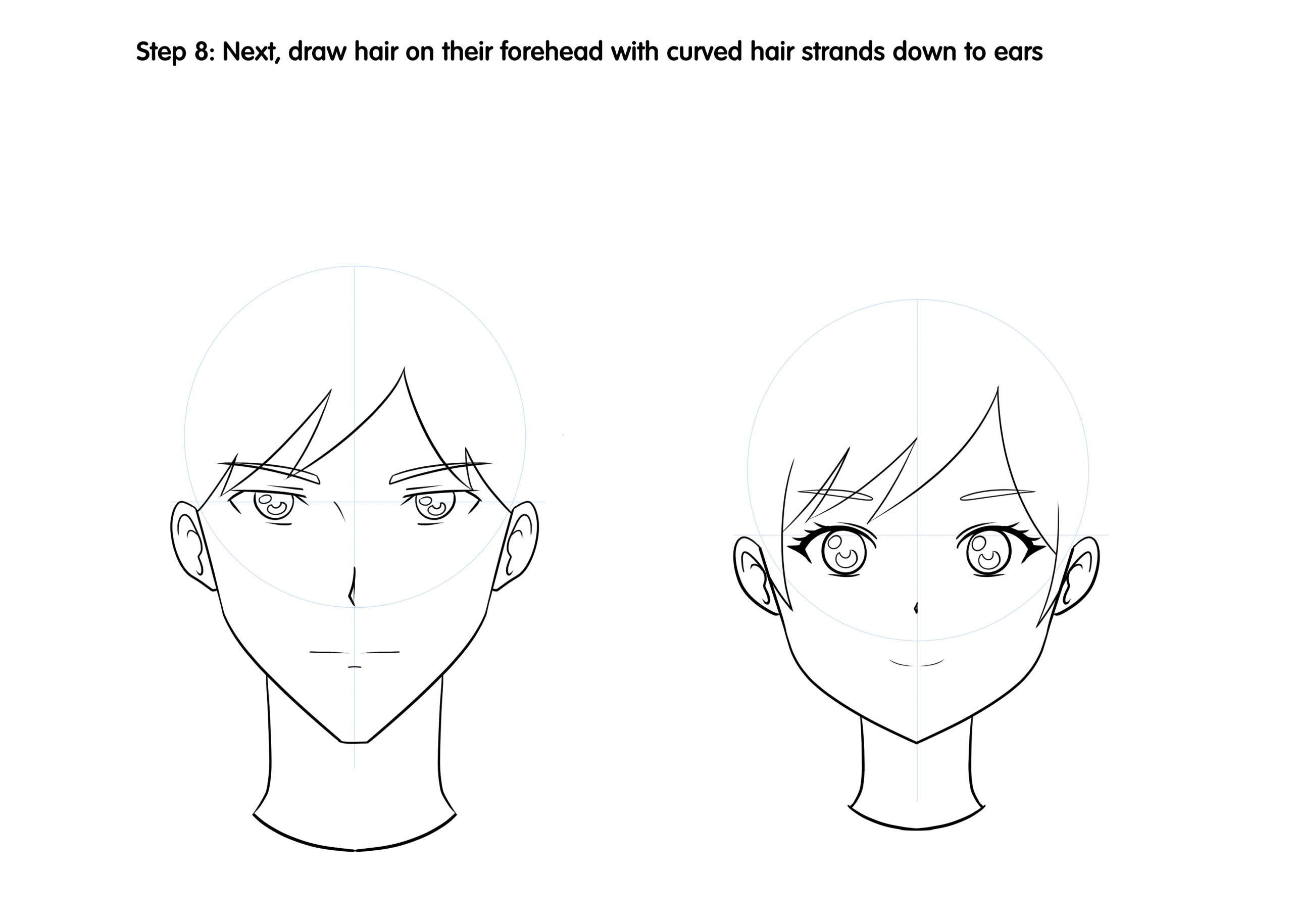 How to Draw Male and Female Anime Head Step 8