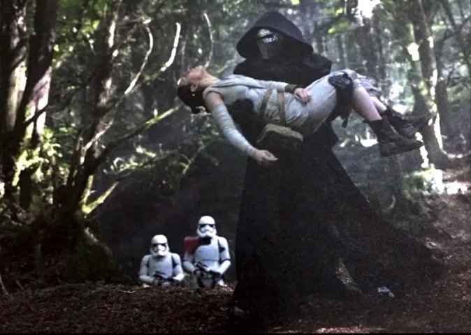 Kylo Ren 'bridal carries' Rey.