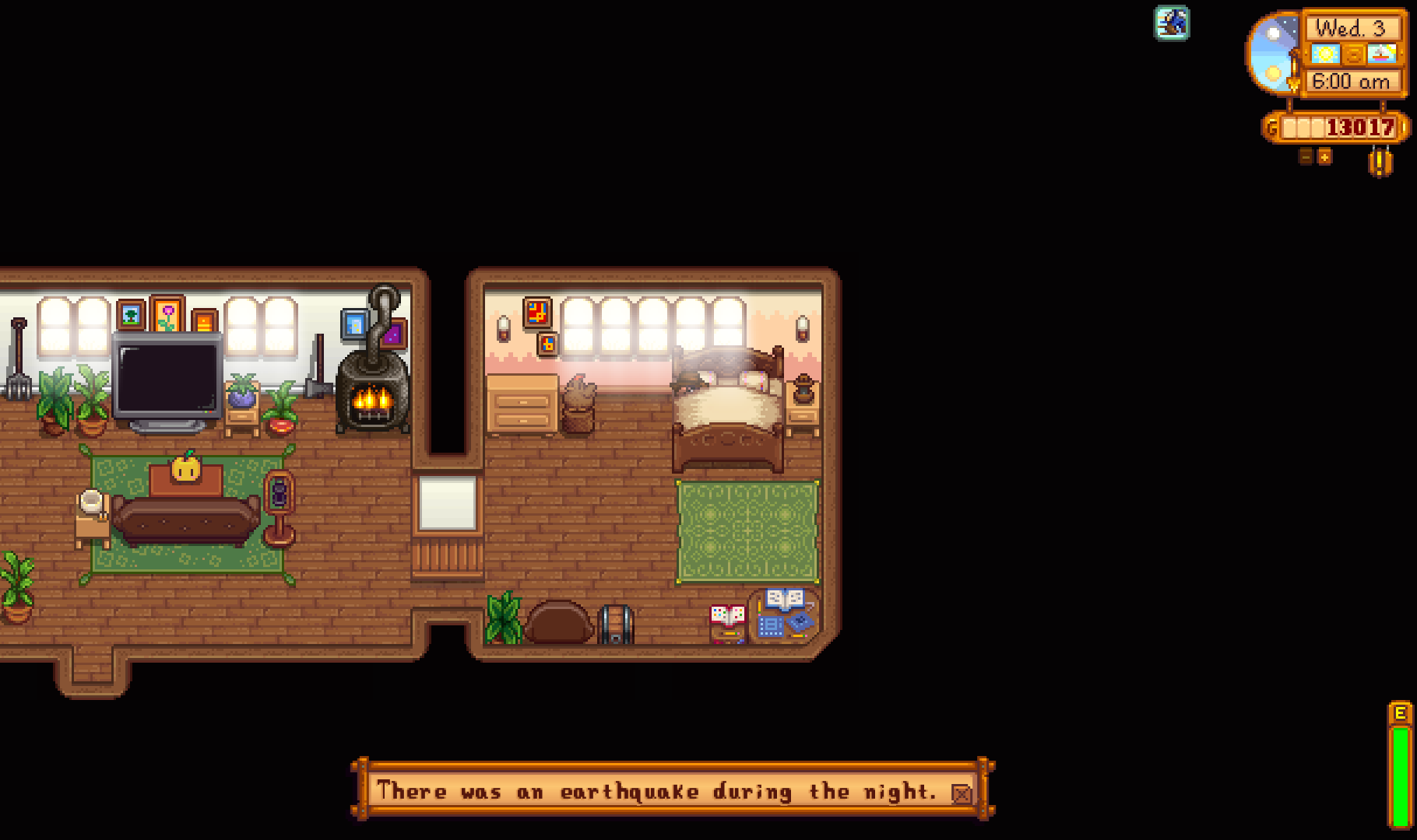 Stardew Valley Earthquake Message - there was an earthquake during the night