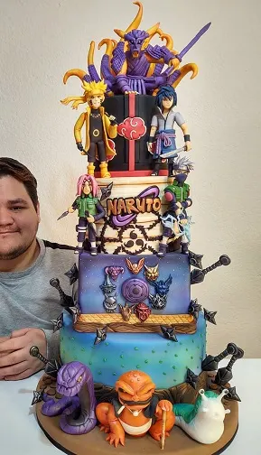 Amazing Naruto characters layer cake
