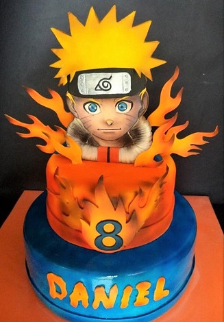 Awesome flaming Naruto style cake