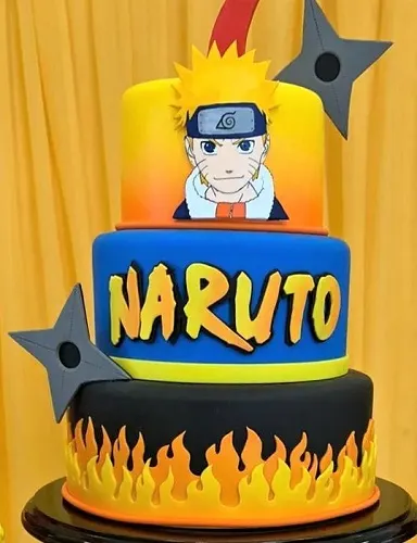 Fun kids icing flames Naruto cake