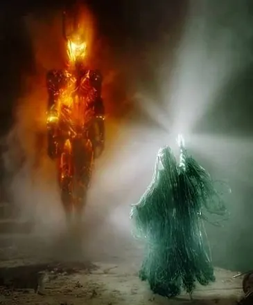 Galadriel fighting Sauron in The Hobbit movies