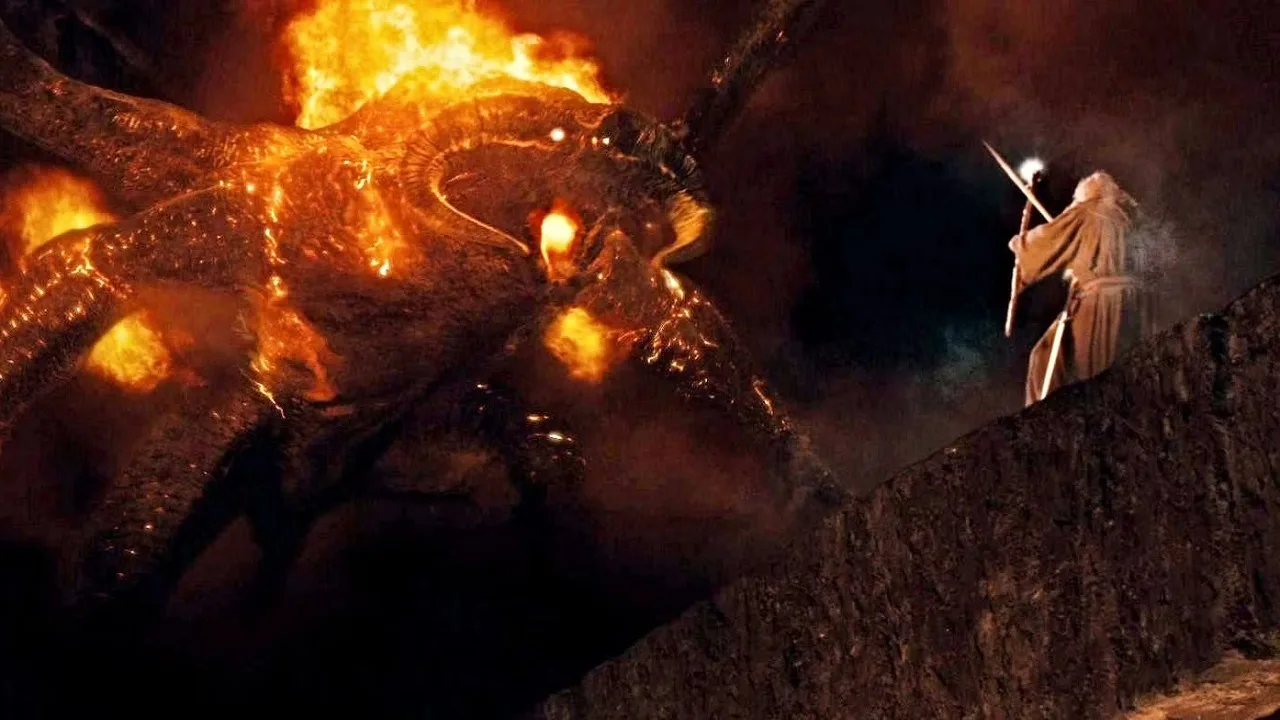 Gandalf vs Balrog in The Lord of the Rings movie