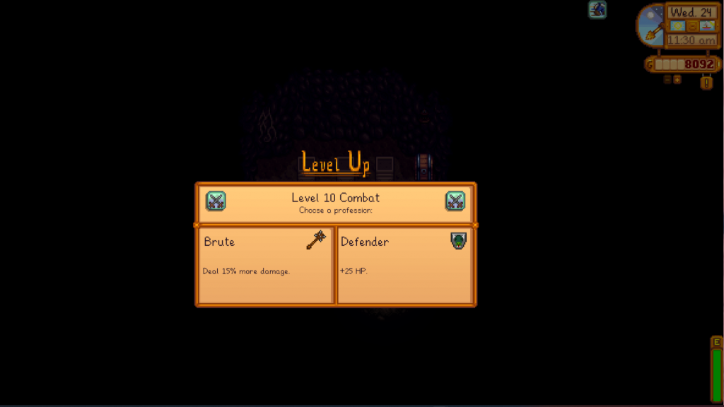 Level 10 Combat Professions, Brute or Defender in Stardew Valley
