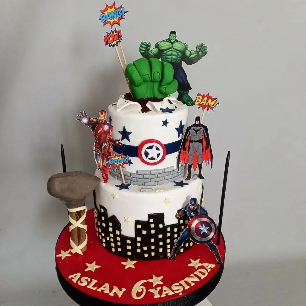 Superhero Theme Cake in Drip style by Creme Castle