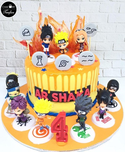 Naruto figures and symbols cake