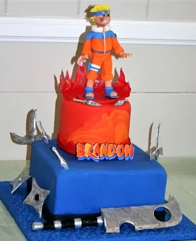 Naruto layer cake for a young childs birthday