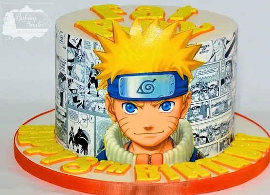 Naruto manga comic wrapped cake