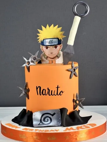 Orange Naruto design style cake