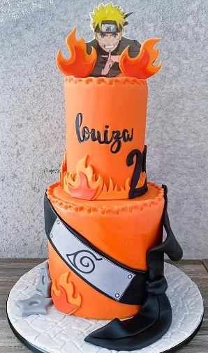 Orange icing layer cake for Naruto fans