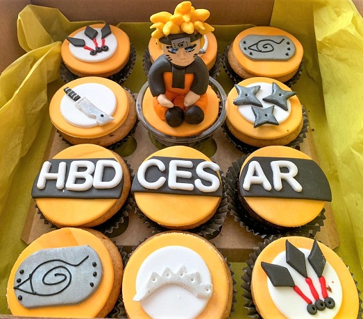 Simple orange Naruto cupcakes for a kid's birthday