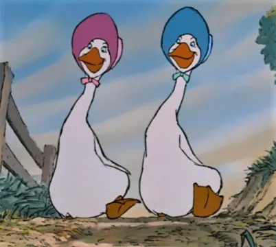 Abigail and Amelia Gabble cartoon twin geese from the Aristocats movie