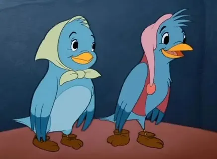 Two small carton bluebirds from Cinderella