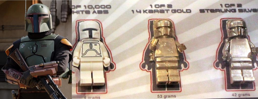 2010 Comic-Con Gold and Silver Boba Fett Minifigures