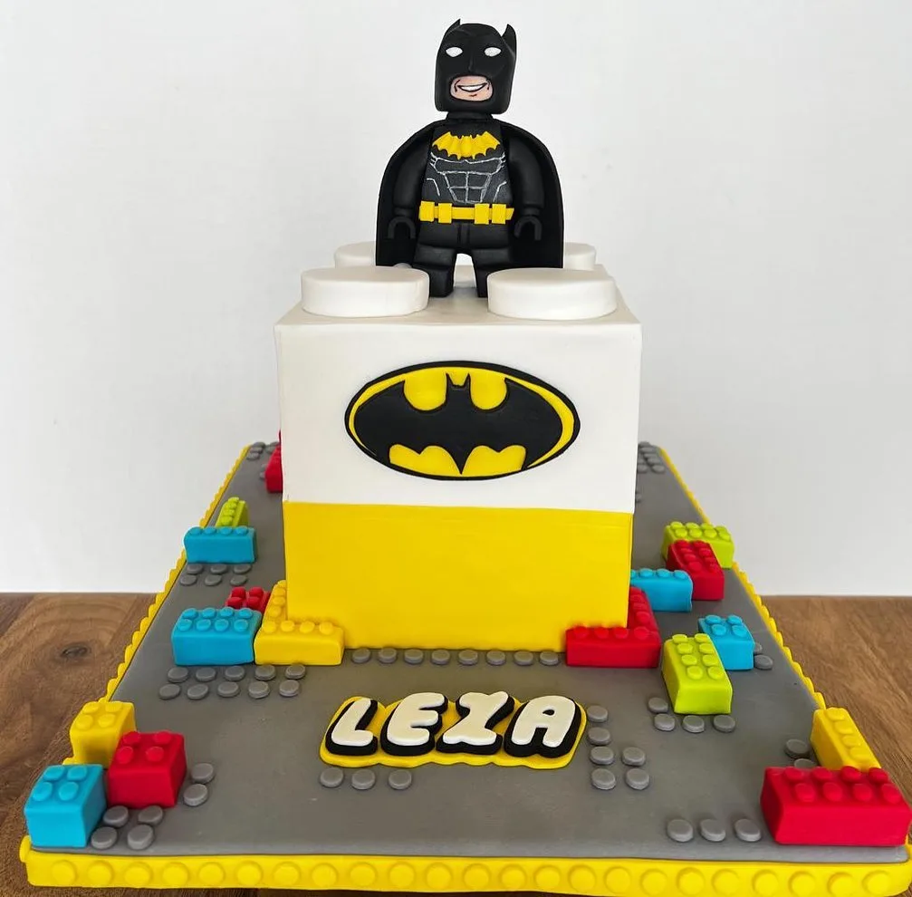 Cool Homemade Batman Birthday Cake with Batman Figurine