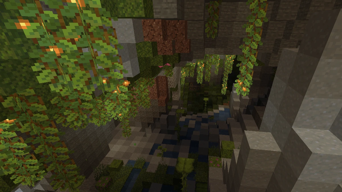 Lush Cave With Gravel