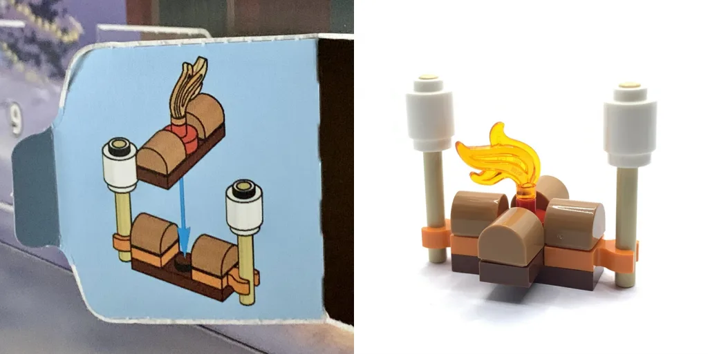 Day 20 Campfire and marshmallows on sticks in the LEGO City 60352 Advent Calendar