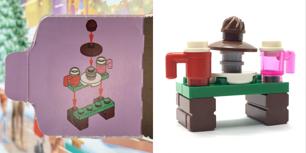 Day 8 - Chocolate fountain and drinks stand micro build from the LEGO 41706 Friends Advent Calendar 2022