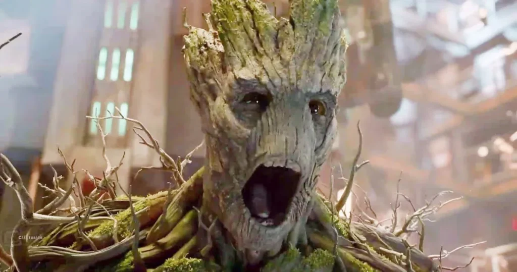 Groot roars at the opposition while fighting in jail (Guardians of the Galaxy)