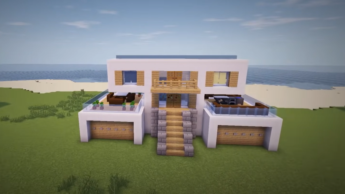 Modern Double-Story House in Minecraft