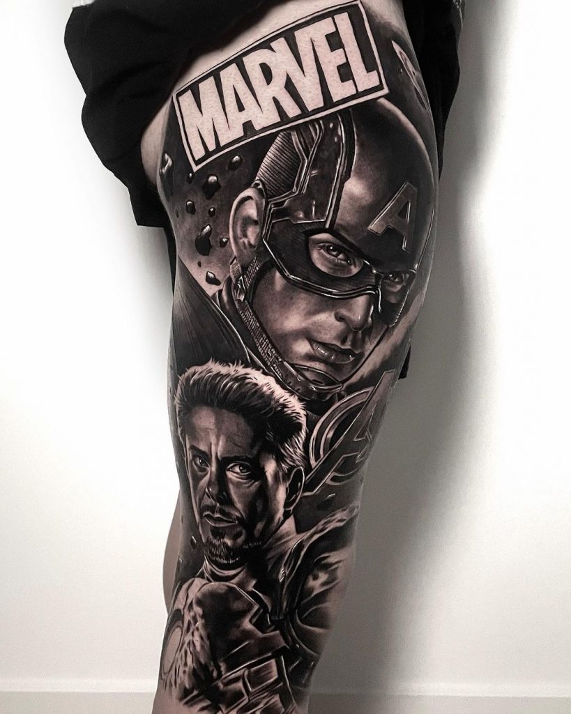 Marvel sleeve by Javier Antunez MiamiFL Villain sleeve in the works  r tattoos